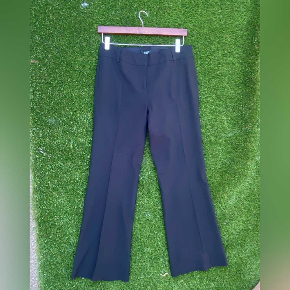 J.Crew City Fit Pants Flare Boot Cut Wide Size 4 Wool Lined Black Trousers NWOT
